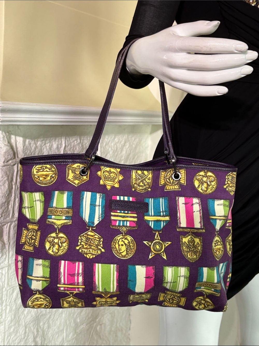 RARE & COLLECTIBLE Longchamp x Jeremy Scott Limited Edition Medal Print Tote Bag